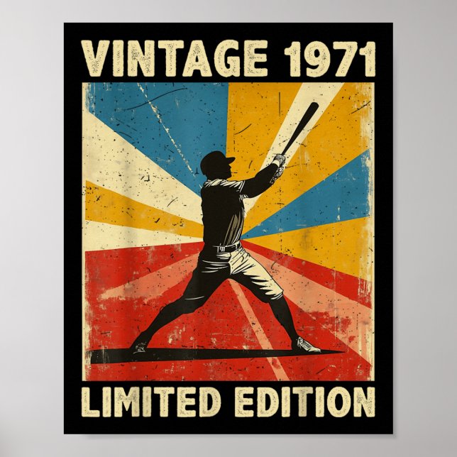 Affiche Retro Vintage 1971 Baseball Lover Limited Edition (Devant)