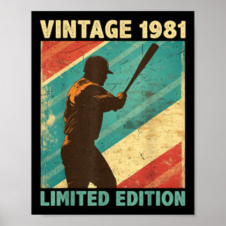 Affiche Retro Vintage 1981 Baseball Lover Limited Edition