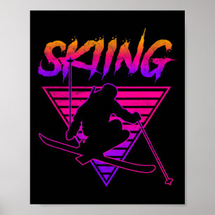 Affiche Rétro Vintage 80s Ski Skiing 1