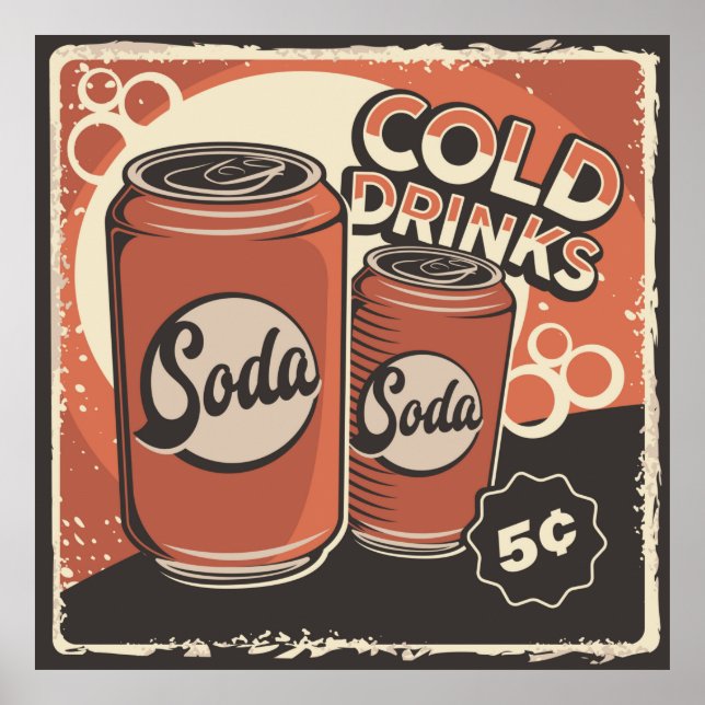 Affiche rétro vintage boissons froides (Devant)
