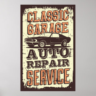 Affiche retro vintage car garage