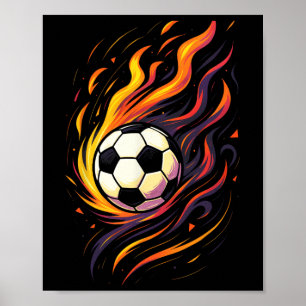 Affiche Rétro Vintage Football Flames de Football Sport Ll