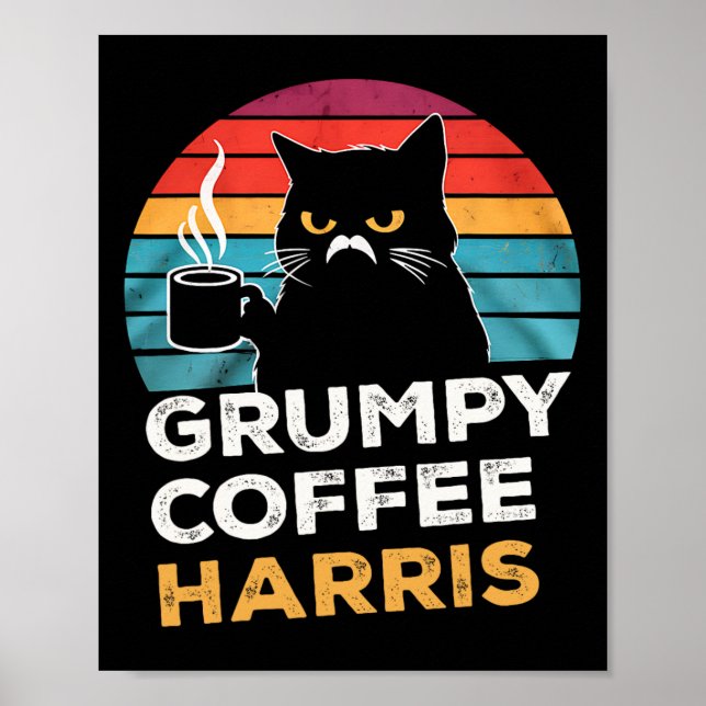 Affiche Retro Vintage Grumpy Coffee Harris (Devant)