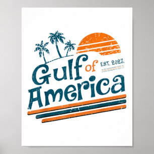 Affiche Retro Vintage Gulf Of Us America 2025 American Fla