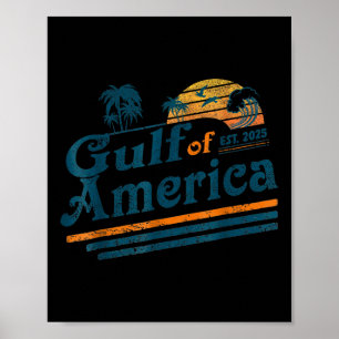 Affiche Retro Vintage Gulf Of Us America 2025 American Fla