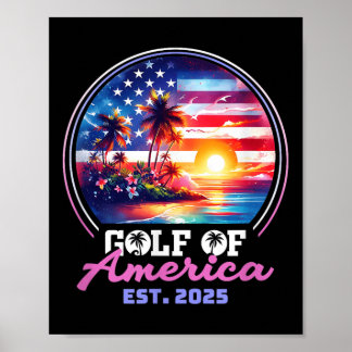 Affiche Retro Vintage Gulf Of Us America 2025 American Fla