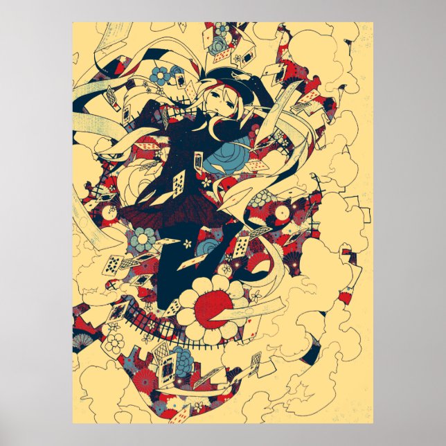 Affiche Retro Vintage Japonais Roses marins Graphisme (Devant)