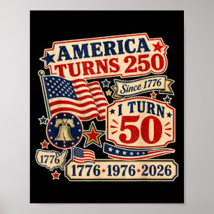 Affiche Rétro Vintage L'Amérique a 250 ans Je vais avoir 5