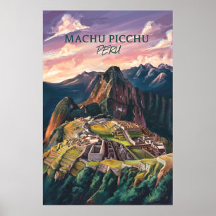 Affiche Rétro Vintage Machu Picchu Pérou V-01
