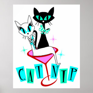 Affiche Retro Vintage MCM - Chat CatNip atomique