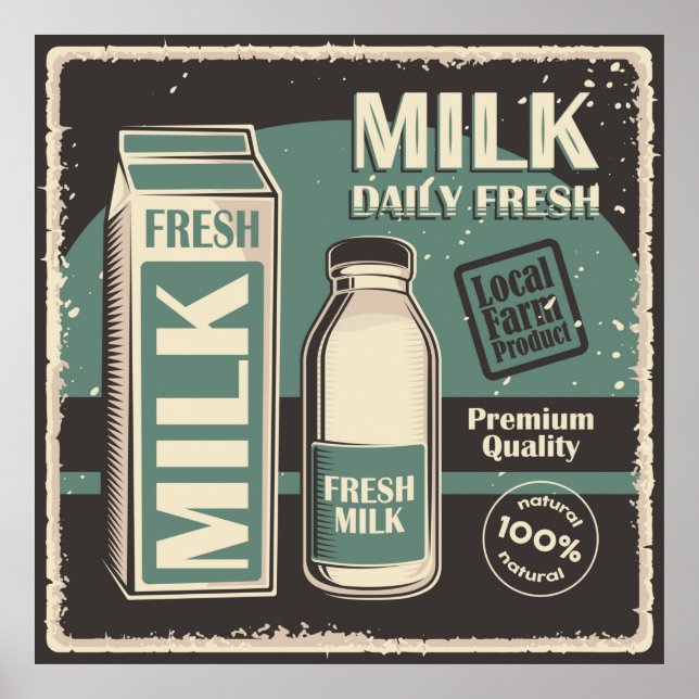 Affiche retro vintage milk business  (Devant)