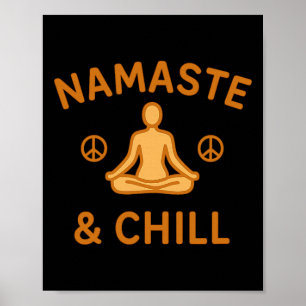 Affiche Rétro Vintage Namaste Et Chill Méditation Et Yoga