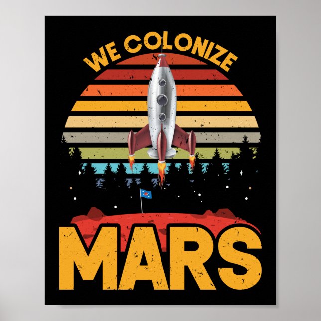 Affiche Retro Vintage Occupy Mars 2020 Planet Martian (Devant)