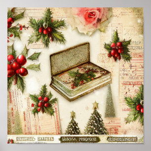 Affiche Retro Vintage Red Green Holiday Noël