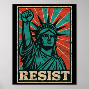 Affiche Rétro Vintage Résiste À Trump Le Fascisme Statue D