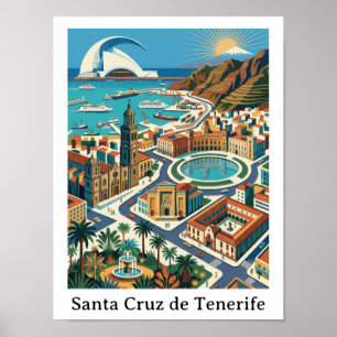 Affiche Rétro Vintage Santa Cruz de Tenerife Ville