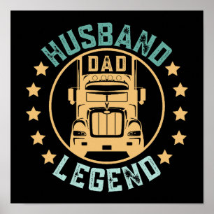Affiche Retro Vintage Style Mari Papa Trucker Légende