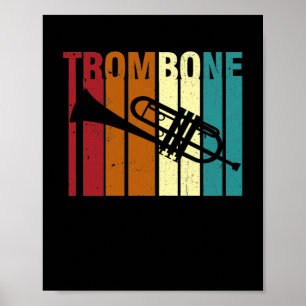 Affiche Rétro Vintage Trombone Marching Band Trombone