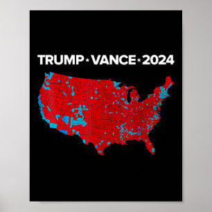 Affiche Retro Vintage Trump Vance 2024 Carte électorale 1
