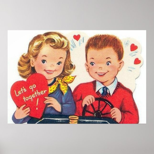 Affiche Retro vintage Valentine enfants (Devant)