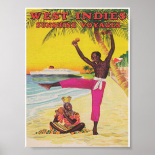 Affiche rétro Vintage voyage des Antilles