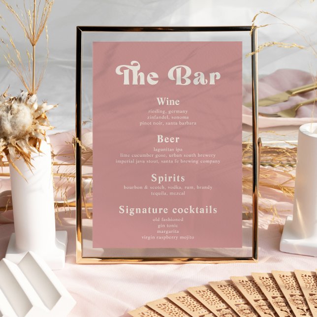 Affiche Retro Vintage Wedding Boissons Bar Menu (Créateur téléchargé)