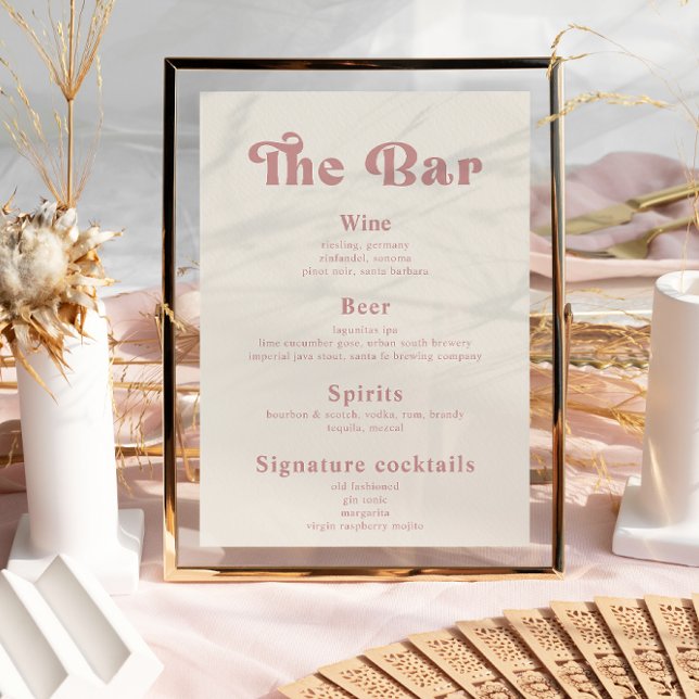 Affiche Retro Vintage Wedding Boissons Bar Menu (Créateur téléchargé)
