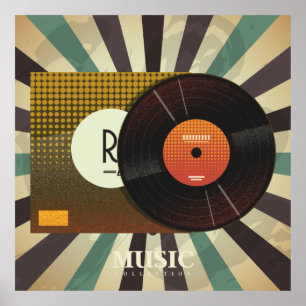 Affiche Retro Vinyl Music Collection