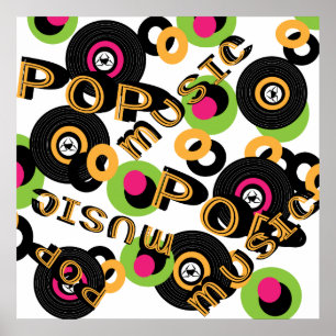 Affiche Retro Vinyl Records Pop Music Thème