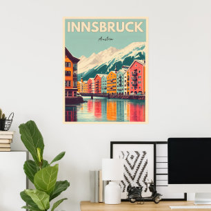 Affiche Retro Voyage Innsbruck Tyrol - Alpes autrichiennes