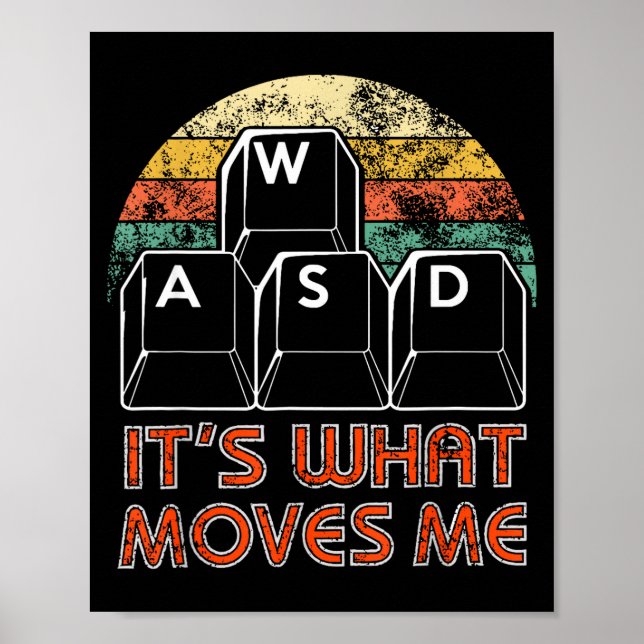 Affiche Retro Wasd Gaming Keys Funny Pc Gamer Design  (Devant)