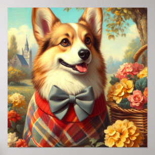 Affiche Retro Welsh Corgi Cardigan Peinture
