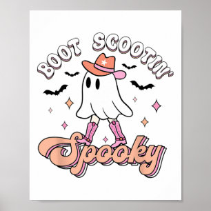 Affiche Retro Western Halloween Cute Ghost Funny Boot Scoo