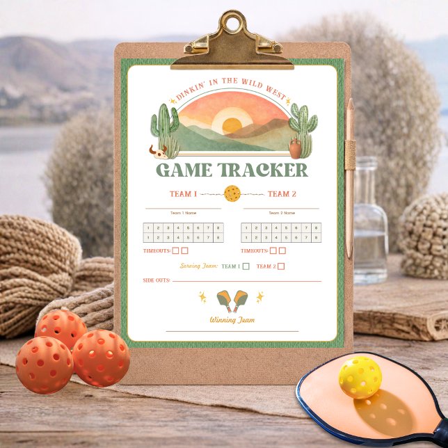 Affiche Retro Western Pickleball Game Tracker Sheet  (Créateur téléchargé)