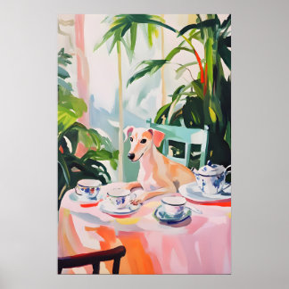 Affiche Retro Whippet Poster, Whippet Oil Painting