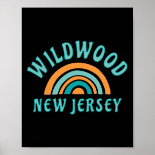 Affiche Rétro Wildwood New Jersey Arc-en-ciel Nj Océan Pla