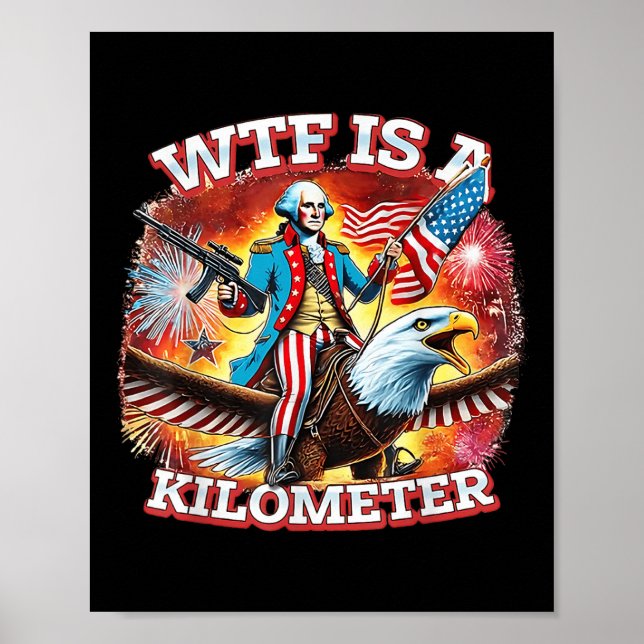 Affiche Rétro Wtf est un kilomètre drôle patriotique améri (Devant)