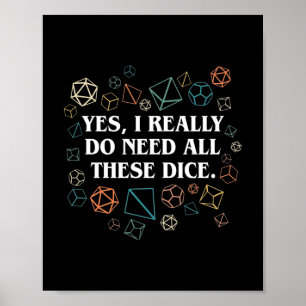 Affiche Rétro Yes I Really Do Need All These Dice Tabletop