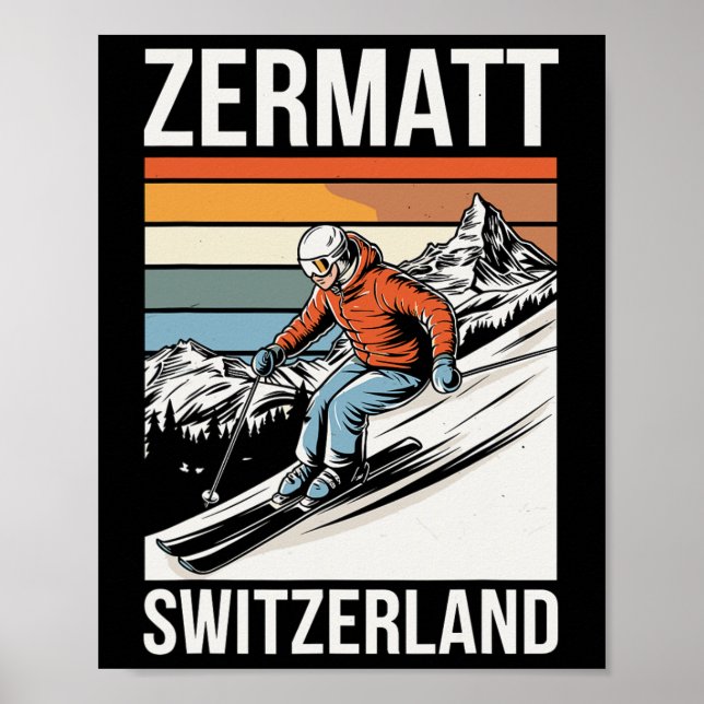 Affiche Retro Zermatt Switzerland Ski Resort  (Devant)