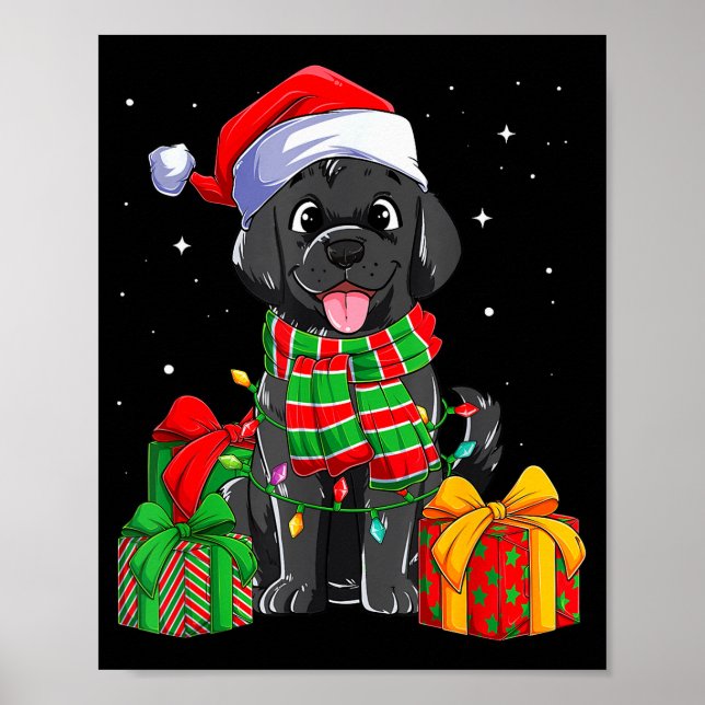 Affiche Rétroéclairage de Noël Retriever Labrador Noir Xma (Devant)