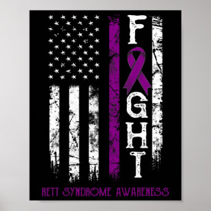 Affiche Rett Syndrome Guerrier Us Drapeau Décerné Syndrome