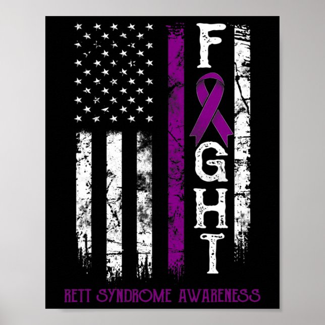 Affiche Rett Syndrome Guerrier Us Drapeau Décerné Syndrome (Devant)