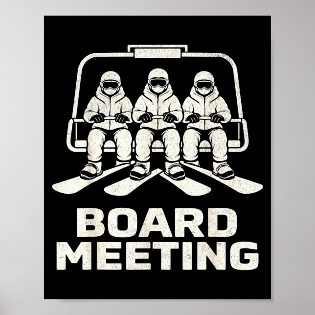 Affiche Réunion de conseil d'administration drôle snowboar (Devant)