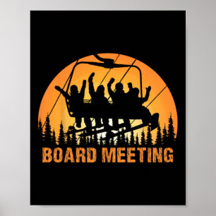 Affiche Réunion de planche de snowboard Remontée mécanique