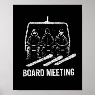 Affiche Réunion de planche de snowboard Remontée mécanique