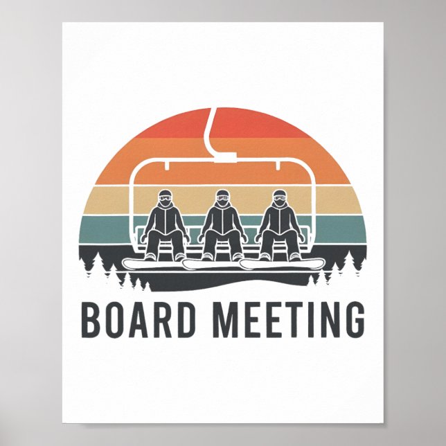 Affiche Réunion de planche de snowboard Remontée mécanique (Devant)