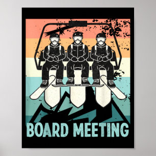 Affiche Réunion de planche de snowboard Skieur de remontée