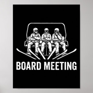 Affiche Réunion de planche de snowboard skieur de remontée