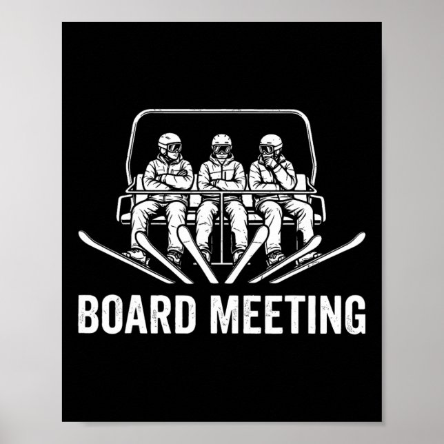 Affiche Réunion de planche de snowboard skieur de remontée (Devant)