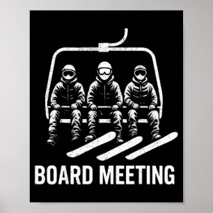 Affiche Réunion de planche de snowboard Skieur de remontée